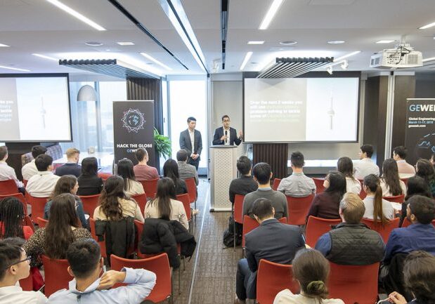 Global Engineering Week founder Malik Ismail kicking off last weekend’s Hack the Globe. (Photo courtesy of Malik Ismail)